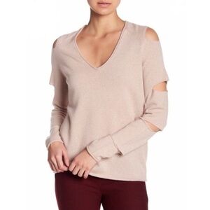 Skull Cashmere Tyrone Dusty Pink Cut Out V-Neck Sweater Sz Small